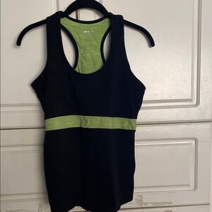 Marika Black and Green Tank Top with Vibrant Design